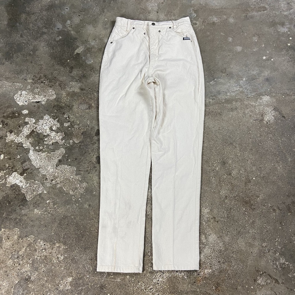 Vintage 70s Rough Rider Circle T Jeans Women's Size 8 White Denim High Rise